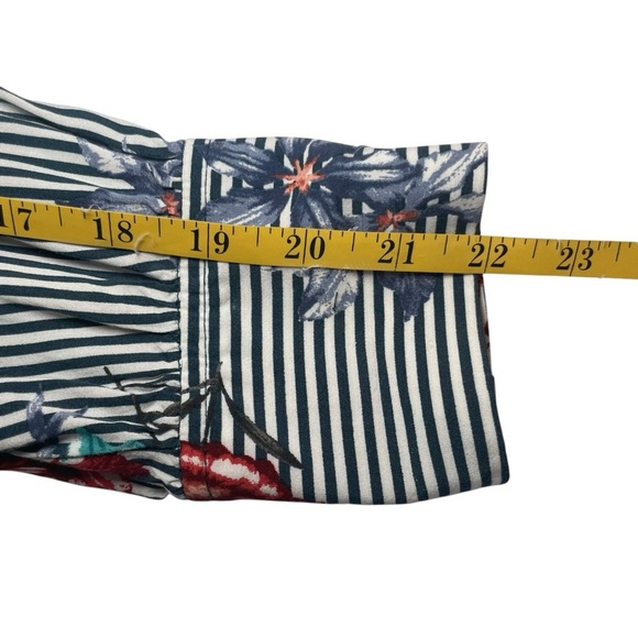 Loft Outlet Floral Blouse Button Down Shirt Size LP Stripes Collar Petite Office - Picture 7 of 10